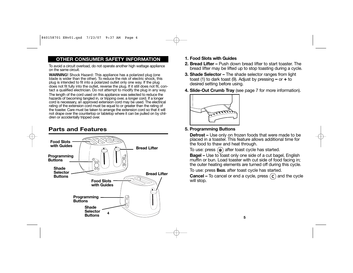 Hamilton Beach Tostador 22502 User Manual | Page 3 / 17