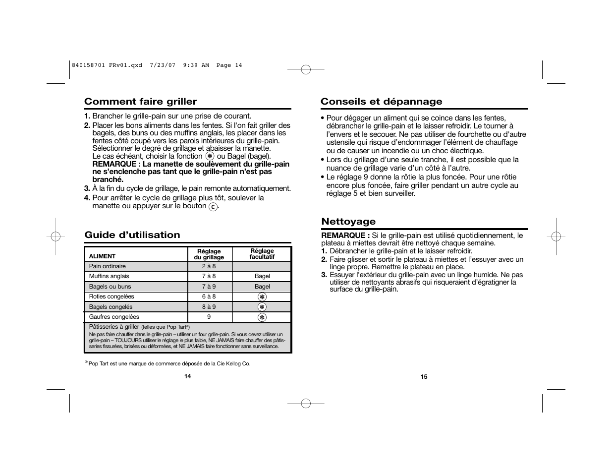 Conseils et dépannage, Comment faire griller, Guide d’utilisation | Nettoyage | Hamilton Beach Tostador 22502 User Manual | Page 9 / 17
