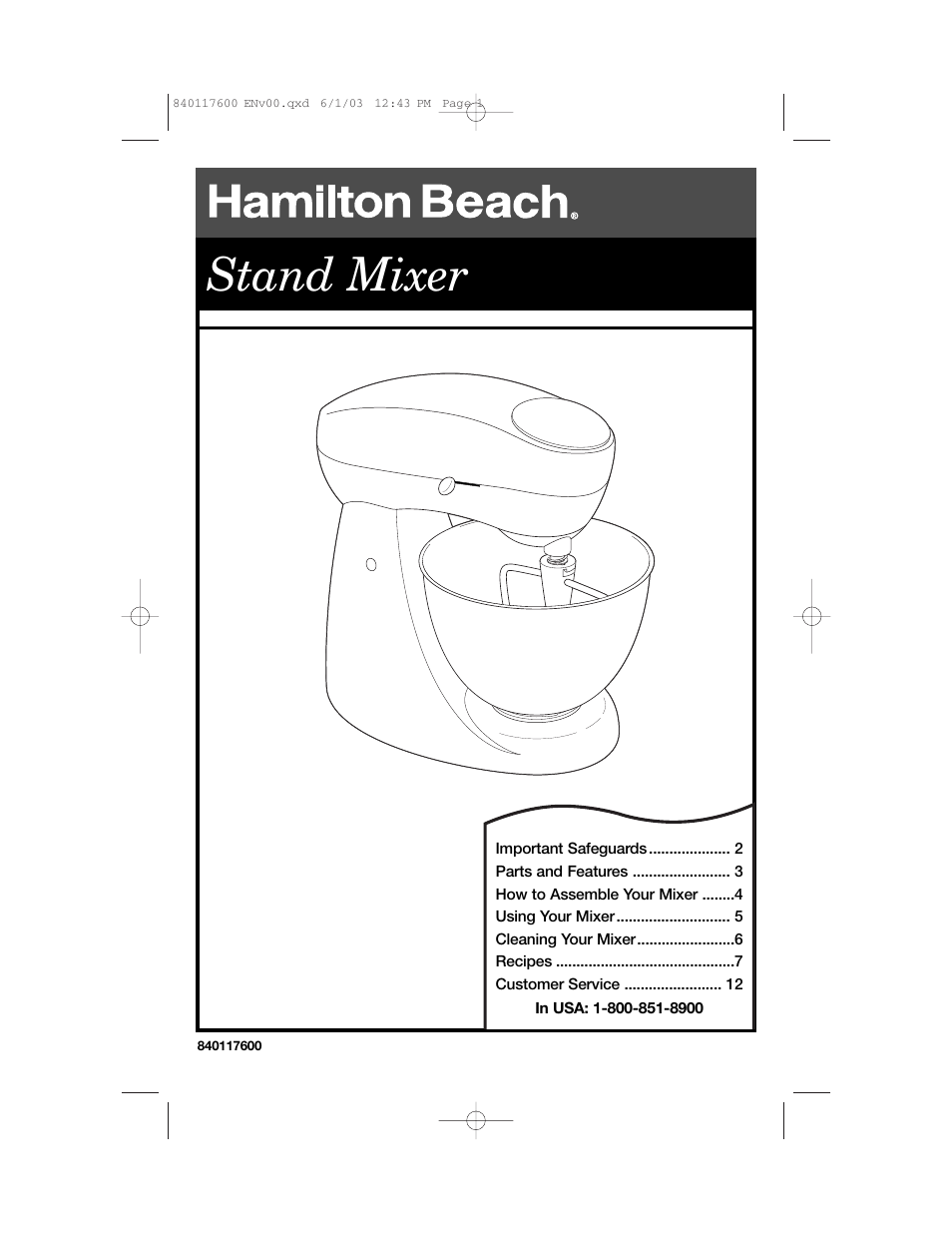 Hamilton Beach 840117600 User Manual | 24 pages