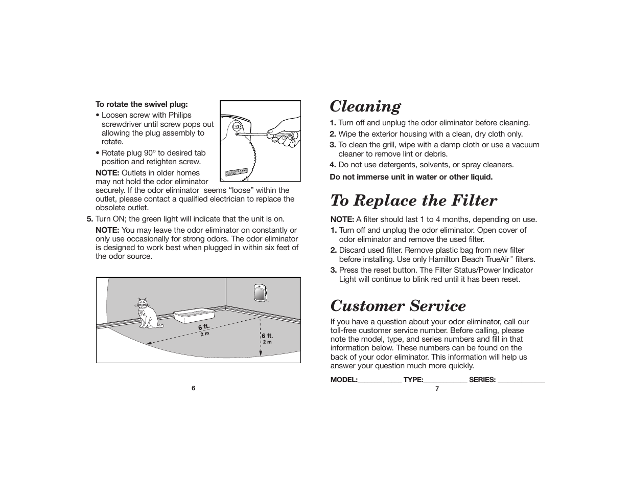 Customer service, Cleaning | Hamilton Beach 840121000 User Manual | Page 4 / 5