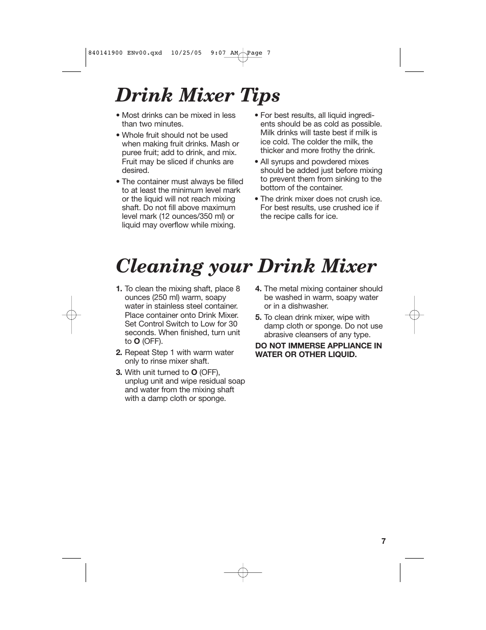 Cleaning your drink mixer, Drink mixer tips | Hamilton Beach 840141900 User Manual | Page 7 / 40