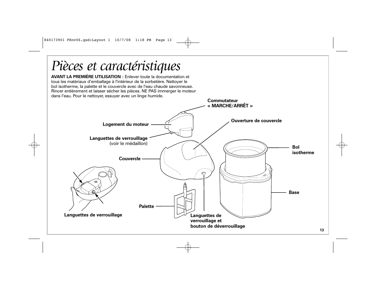 Pièces et caractéristiques | Hamilton Beach 68320 User Manual | Page 13 / 32