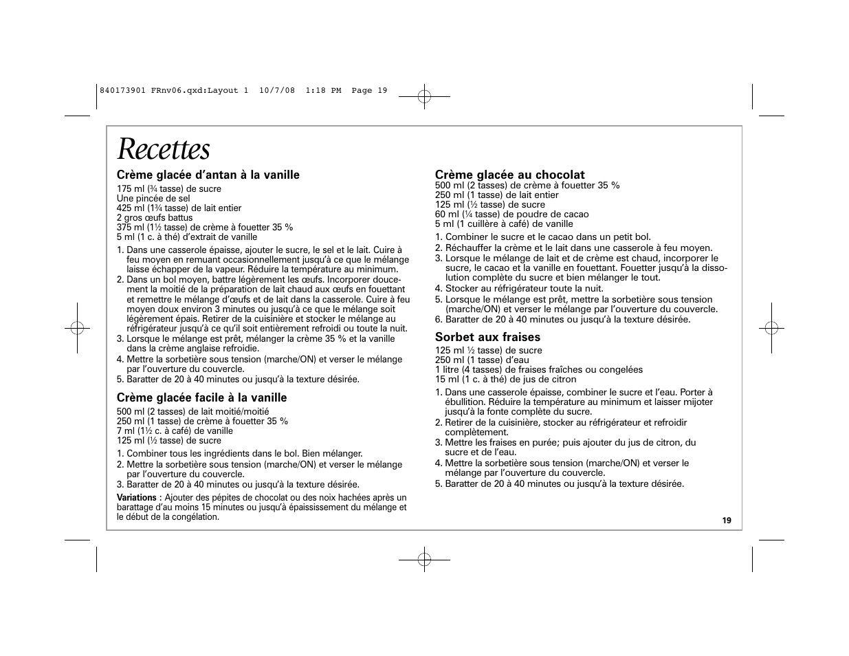 Recettes | Hamilton Beach 68320 User Manual | Page 19 / 32