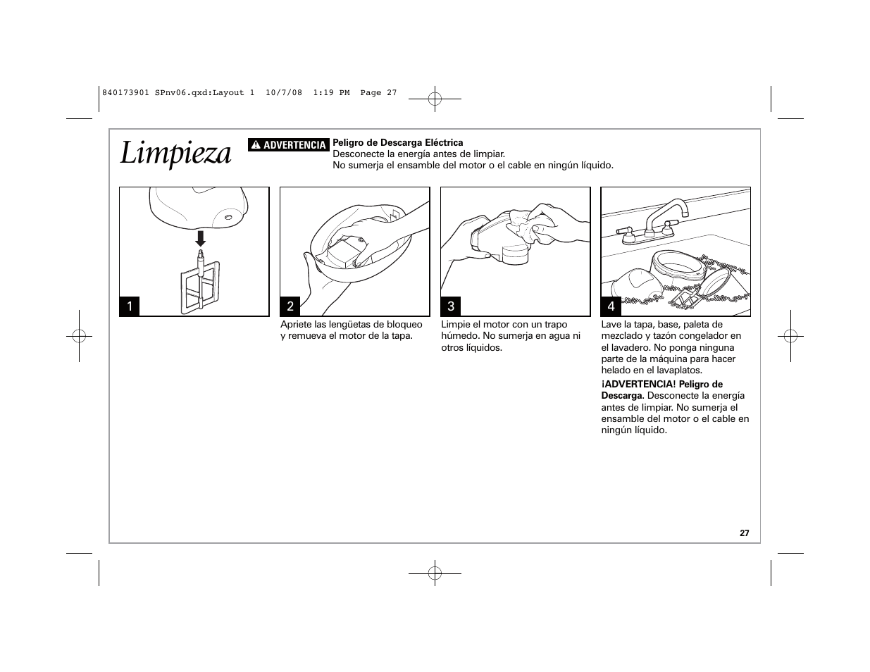 Limpieza | Hamilton Beach 68320 User Manual | Page 27 / 32