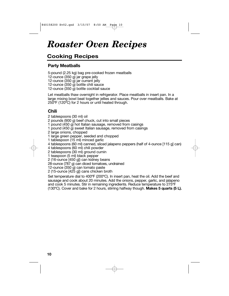 Roaster oven recipes | Hamilton Beach Roaster Oven User Manual | Page 10 / 40