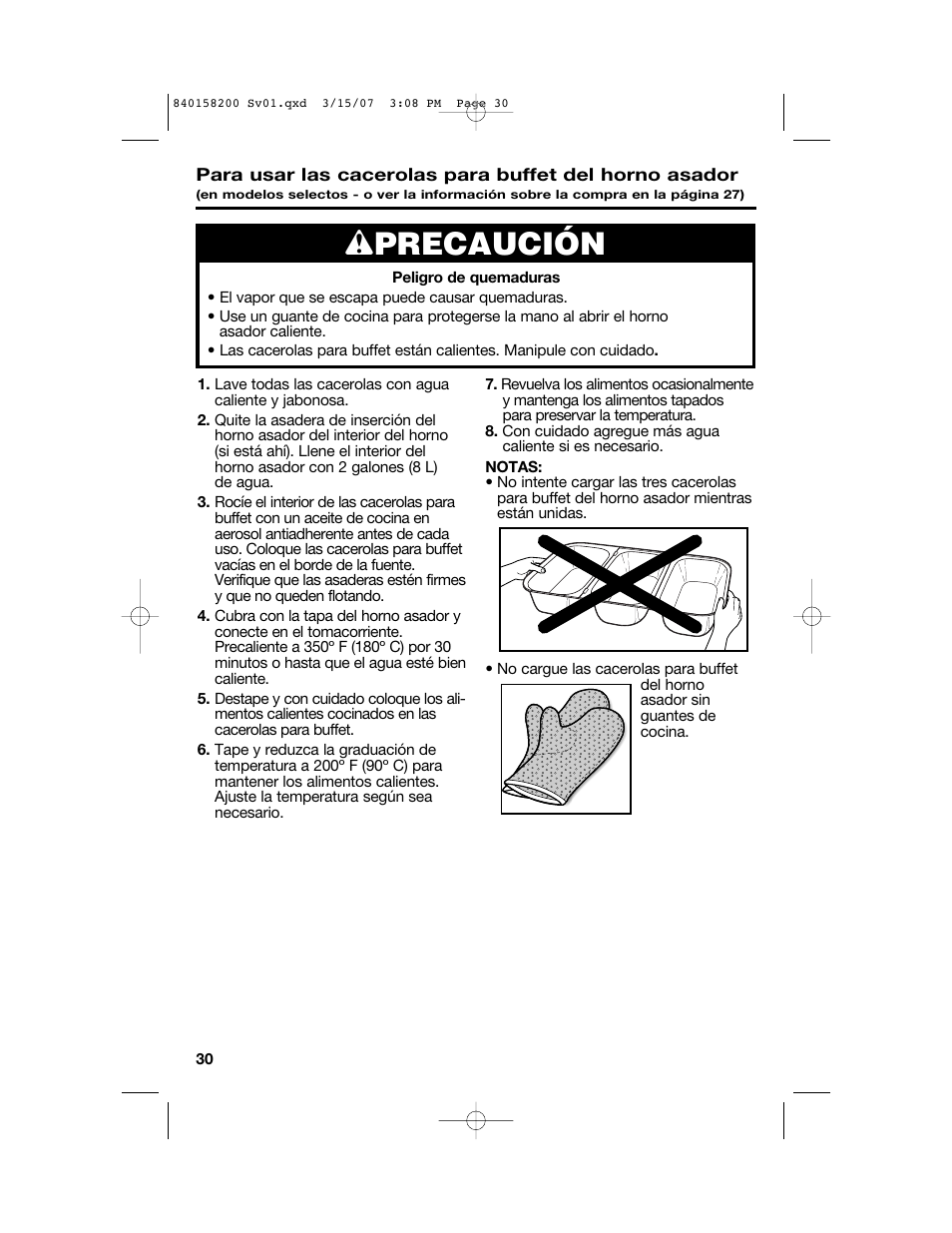 Wprecaución | Hamilton Beach Roaster Oven User Manual | Page 30 / 40
