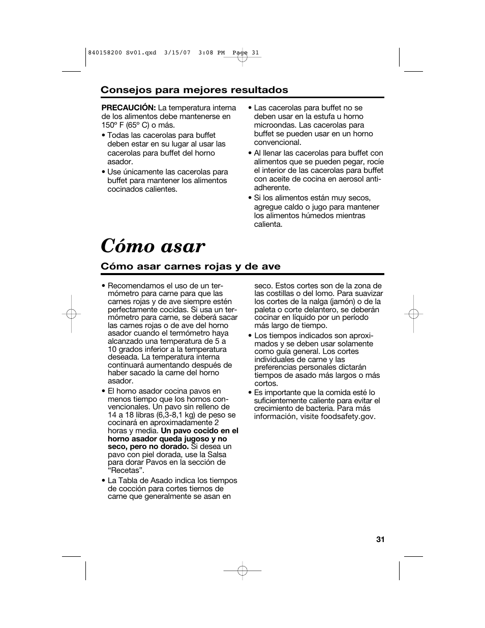 Cómo asar | Hamilton Beach Roaster Oven User Manual | Page 31 / 40