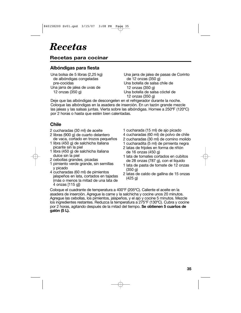 Recetas | Hamilton Beach Roaster Oven User Manual | Page 35 / 40