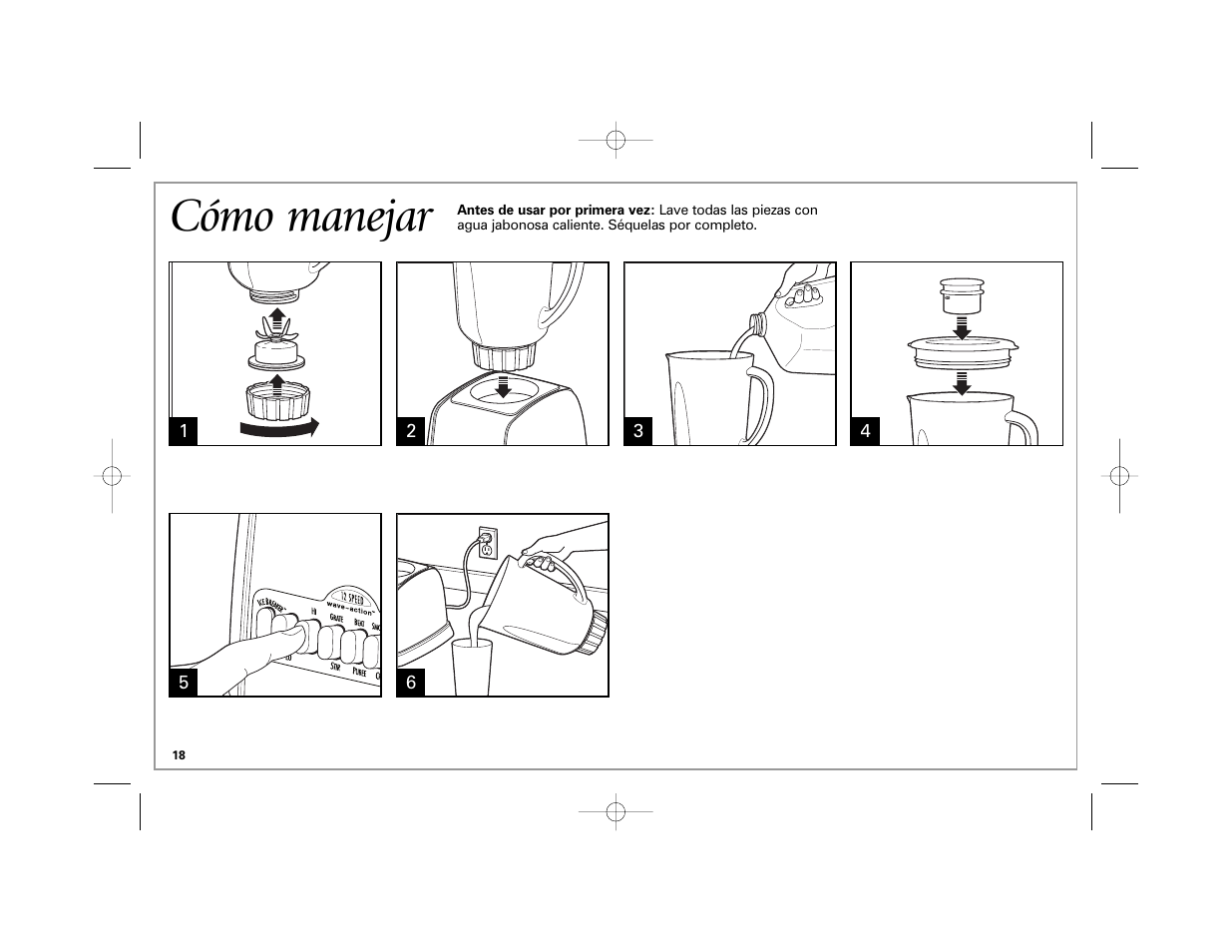 Cómo manejar | Hamilton Beach Classic Chrome Blender User Manual | Page 18 / 24