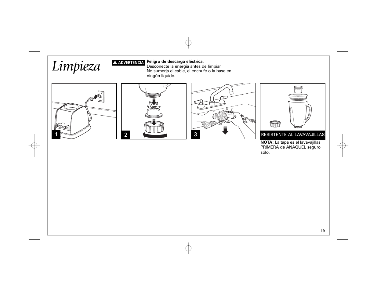 Limpieza | Hamilton Beach Classic Chrome Blender User Manual | Page 19 / 24