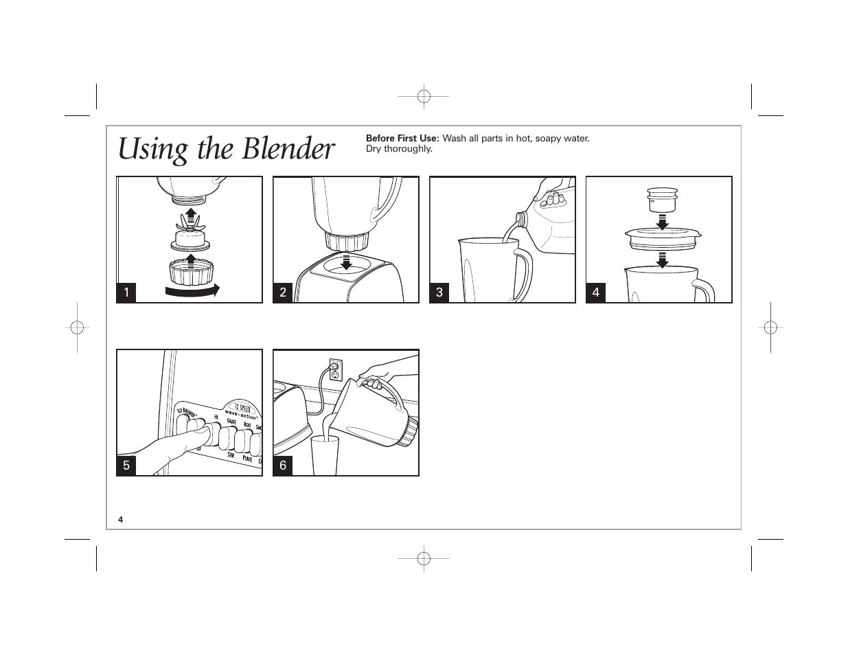 Using the blender | Hamilton Beach Classic Chrome Blender User Manual | Page 4 / 24