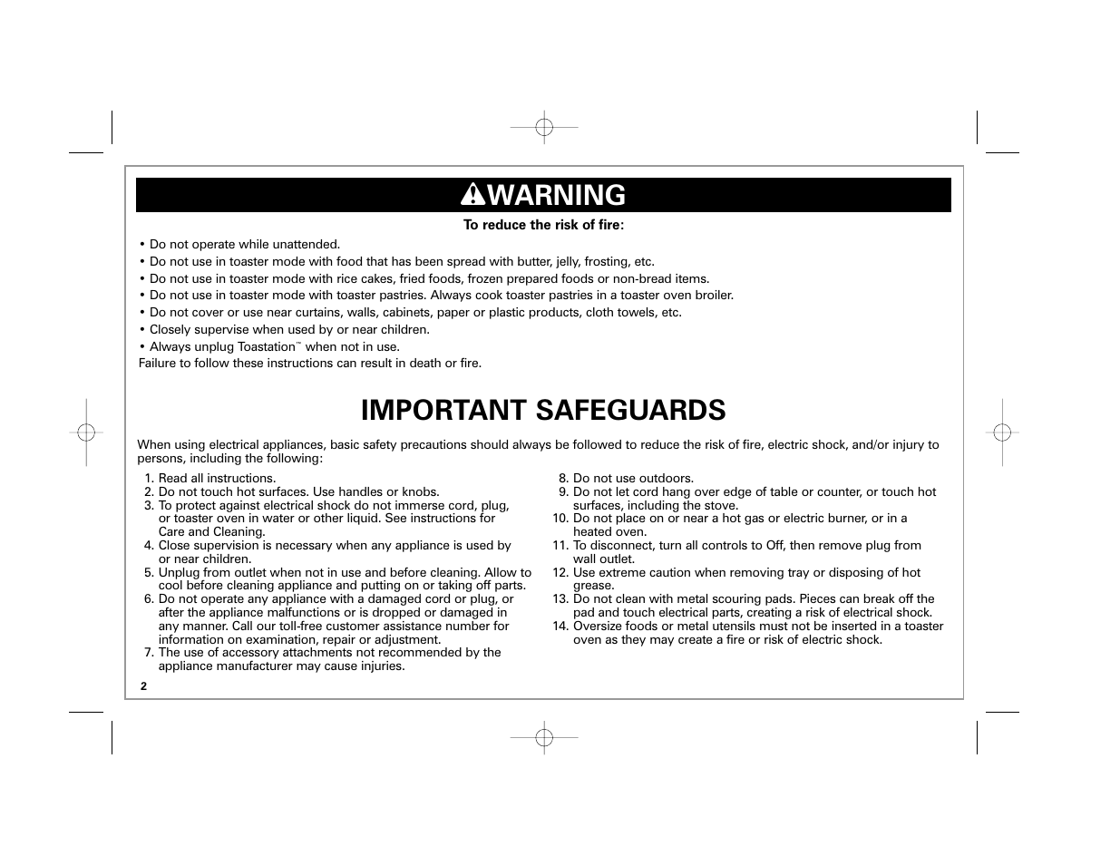 Important safeguards, W warning | Hamilton Beach 22709C User Manual | Page 2 / 32