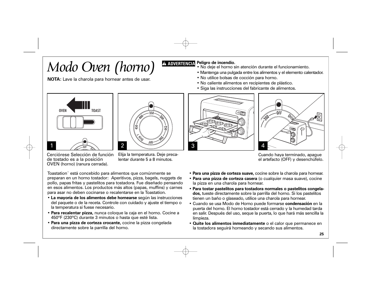Modo oven (horno) | Hamilton Beach 22709C User Manual | Page 25 / 32