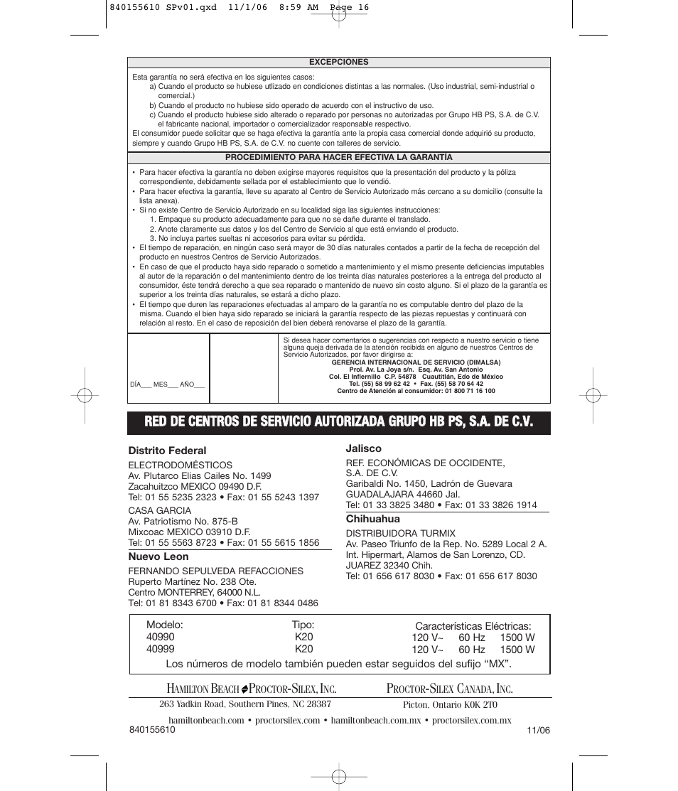 Hamilton Beach 840155610 User Manual | Page 16 / 16