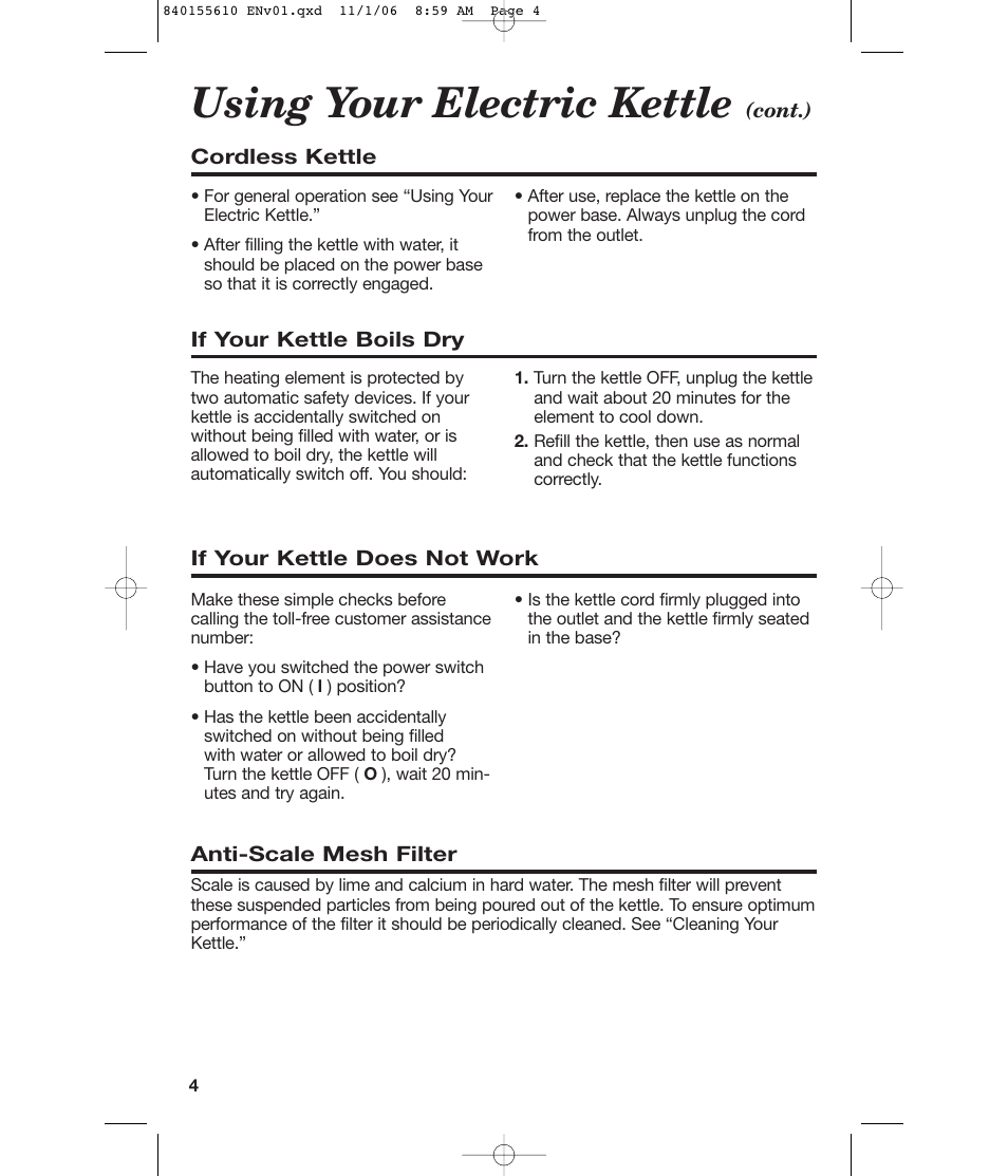 Using your electric kettle | Hamilton Beach 840155610 User Manual | Page 4 / 16
