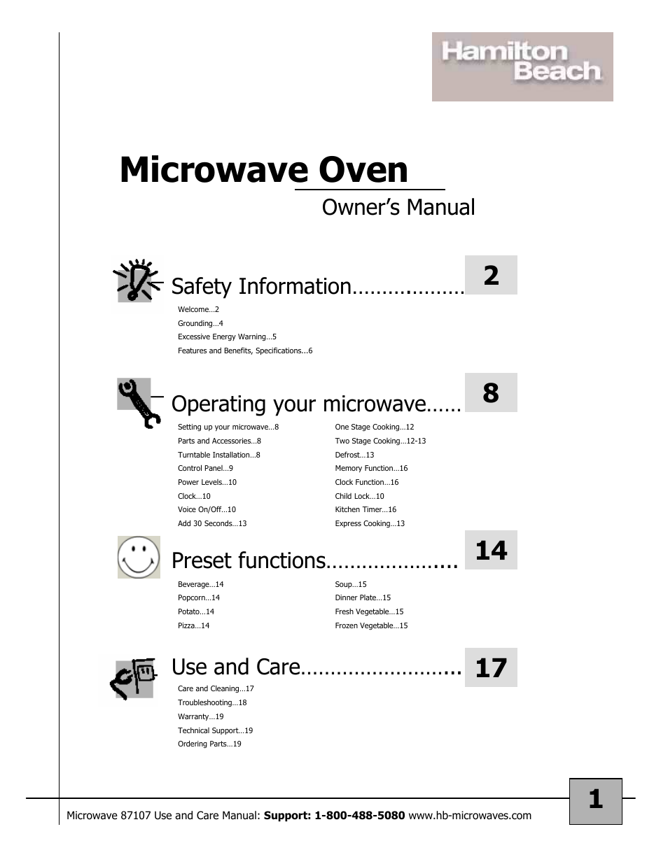 Hamilton Beach 87107 User Manual | 19 pages