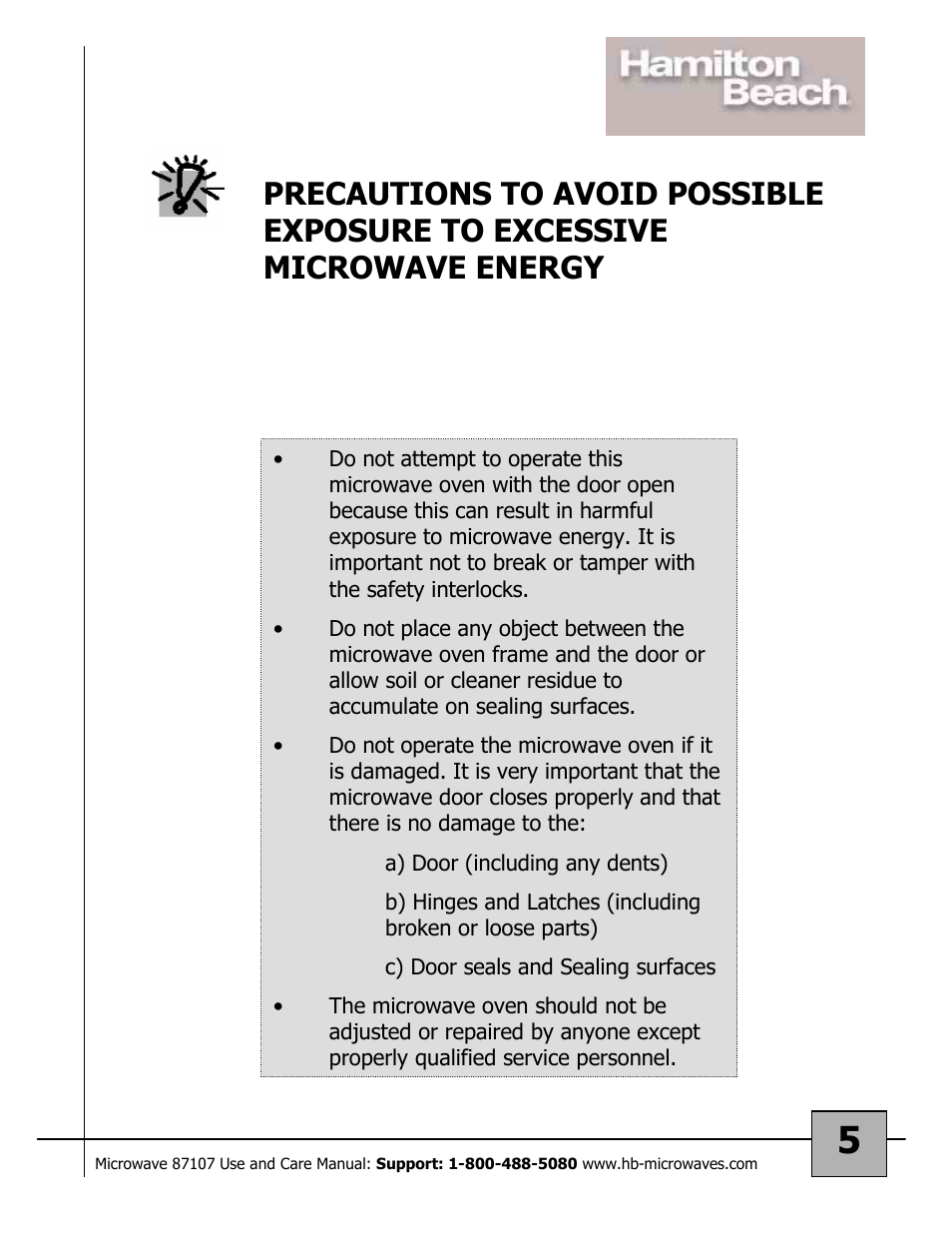 Hamilton Beach 87107 User Manual | Page 5 / 19