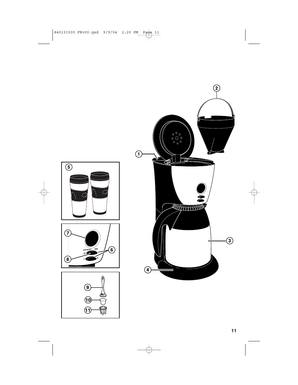 Pièces et caractéristiques | Hamilton Beach Stay or Go Coffeemaker User Manual | Page 11 / 28