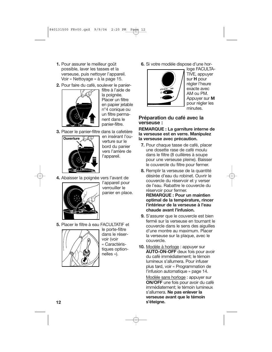 Préparation du café | Hamilton Beach Stay or Go Coffeemaker User Manual | Page 12 / 28