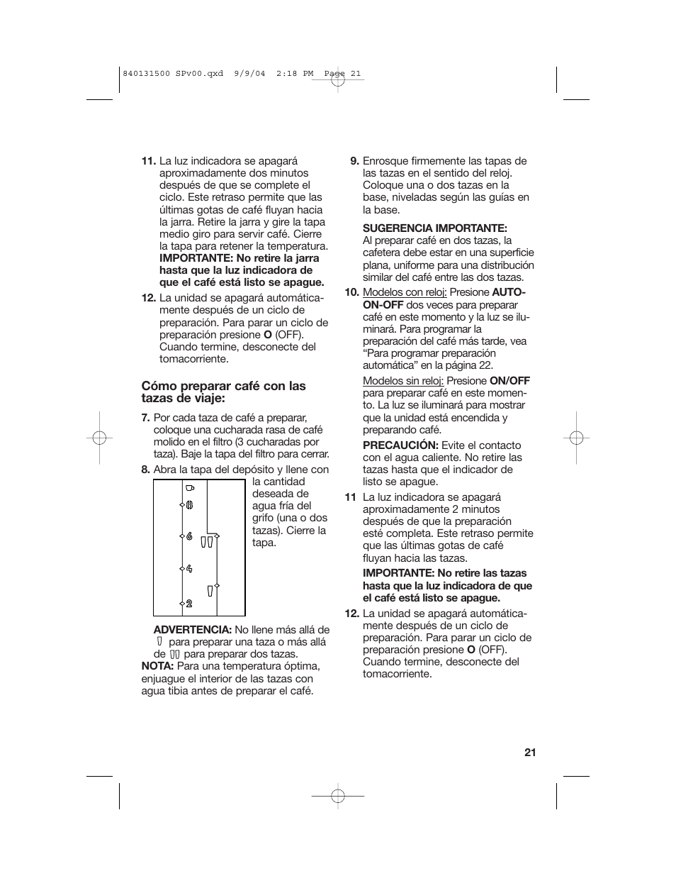 Cómo preparar café | Hamilton Beach Stay or Go Coffeemaker User Manual | Page 21 / 28