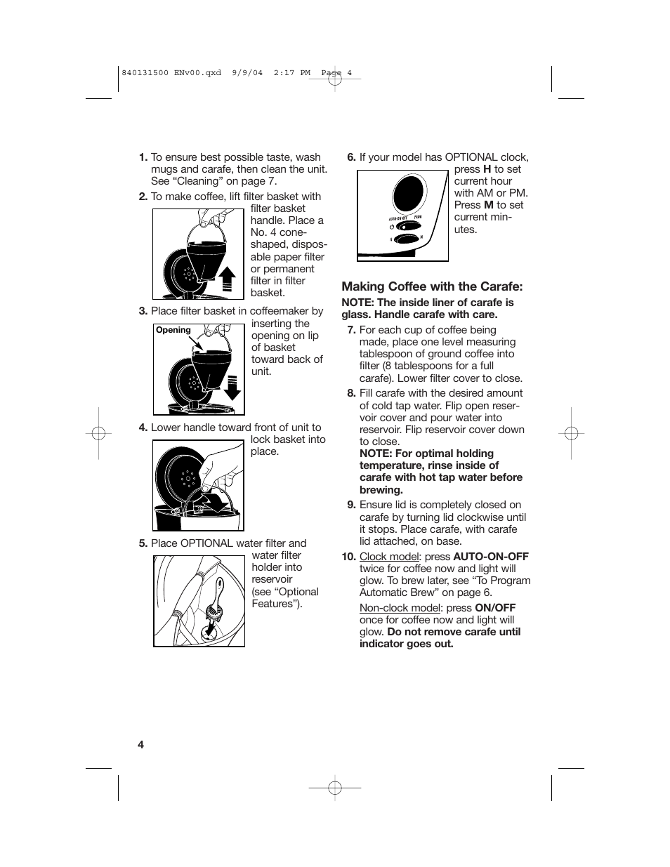 How to make coffee | Hamilton Beach Stay or Go Coffeemaker User Manual | Page 4 / 28