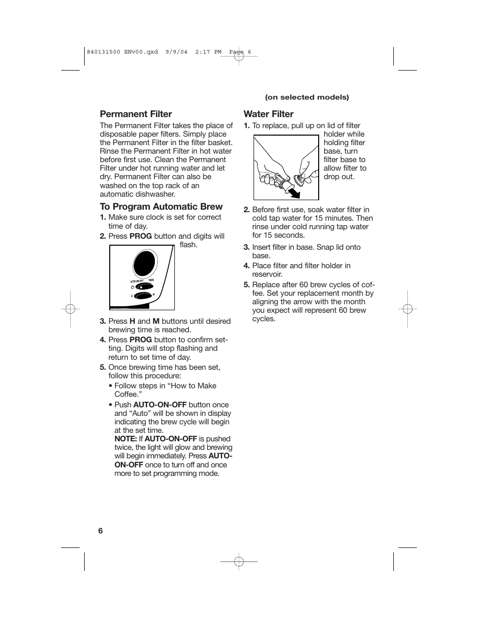 Optional features | Hamilton Beach Stay or Go Coffeemaker User Manual | Page 6 / 28