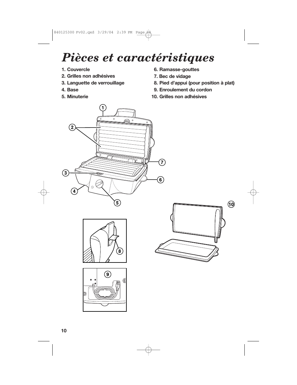 Pièces et caractéristiques | Hamilton Beach 25295 User Manual | Page 10 / 24