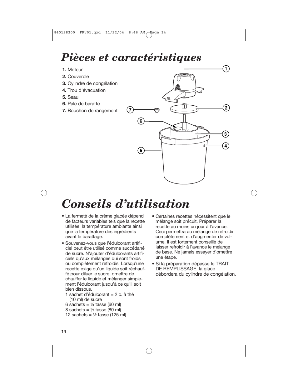 Conseils d’utilisation, Pièces et caractéristiques | Hamilton Beach 68330 User Manual | Page 14 / 32