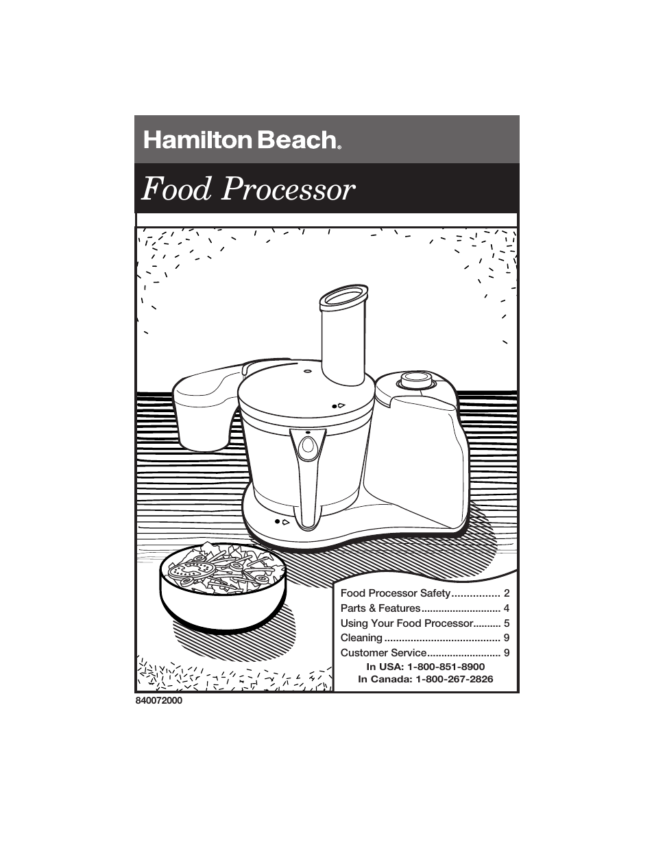 Hamilton Beach 840072000 User Manual | 9 pages