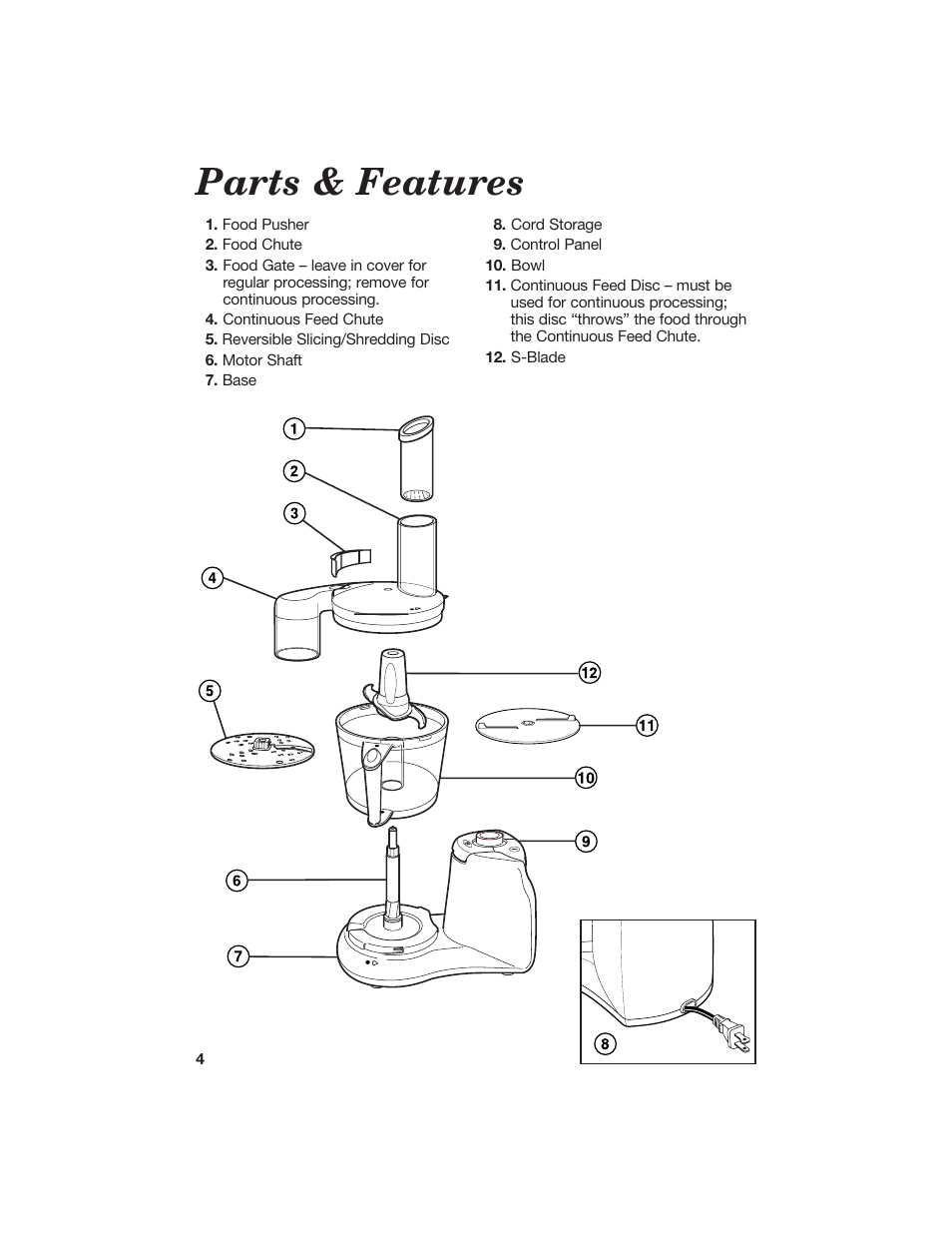 Parts & features | Hamilton Beach 840072000 User Manual | Page 4 / 9