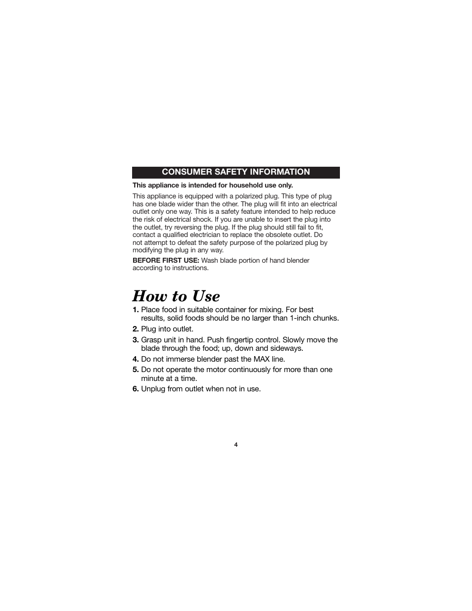 How to use | Hamilton Beach 840083300 User Manual | Page 4 / 8