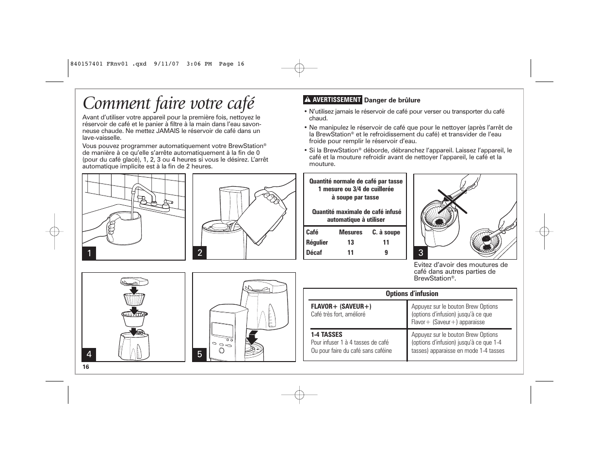 Comment faire votre café | Hamilton Beach 47334C User Manual | Page 16 / 36