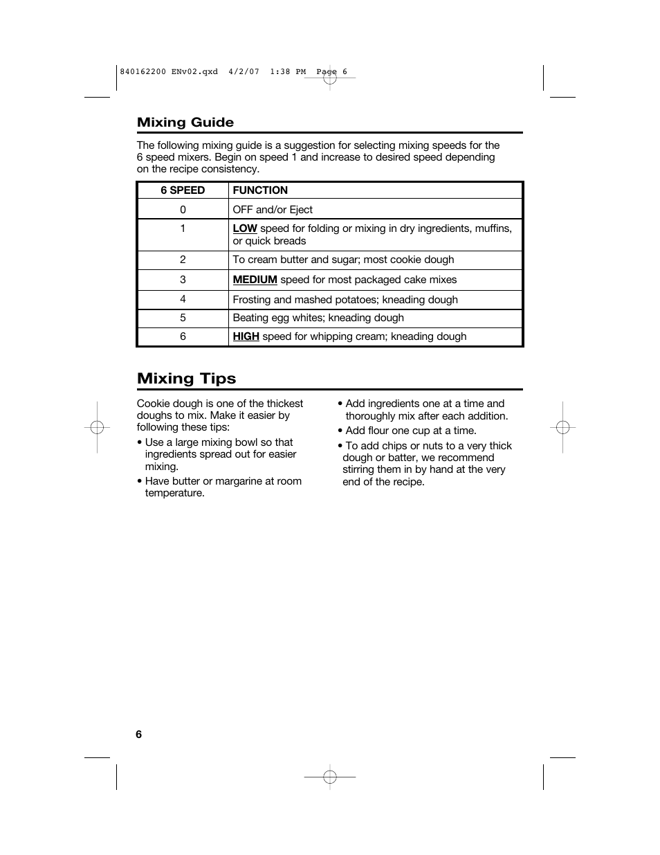Mixing tips | Hamilton Beach 62695NC User Manual | Page 6 / 20