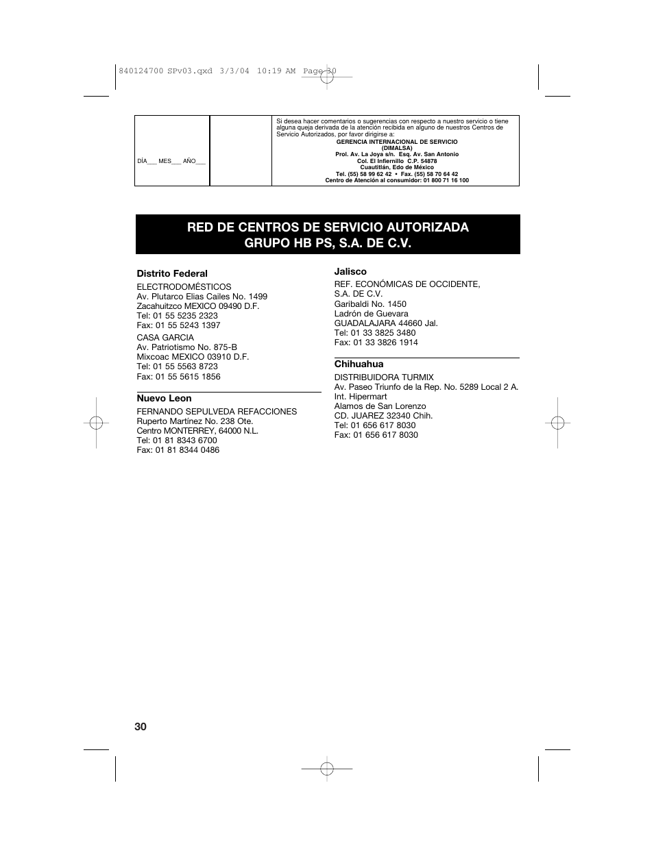 Hamilton Beach 2254 User Manual | Page 30 / 32