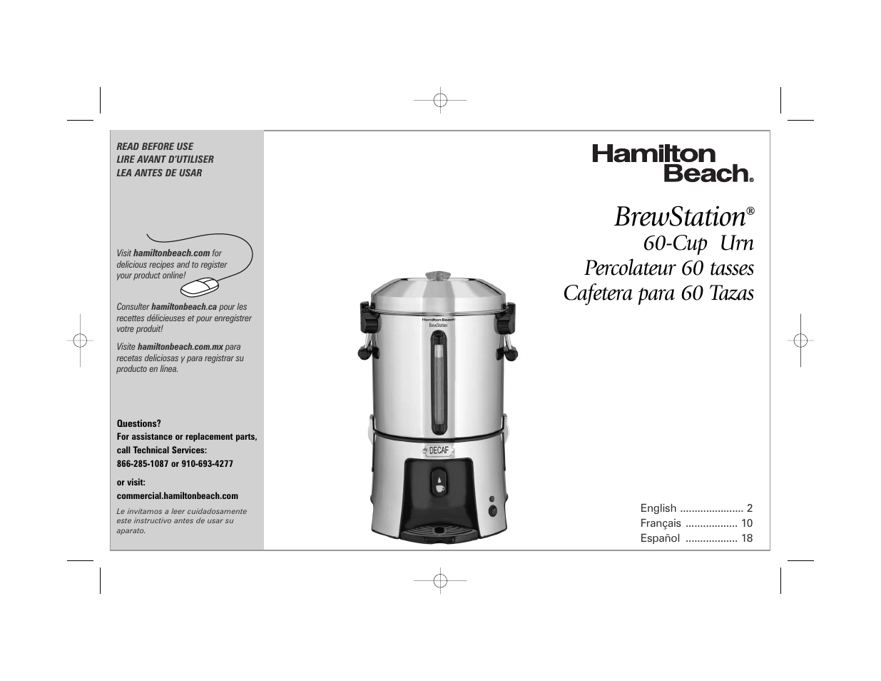 Hamilton Beach 40560 User Manual | 28 pages