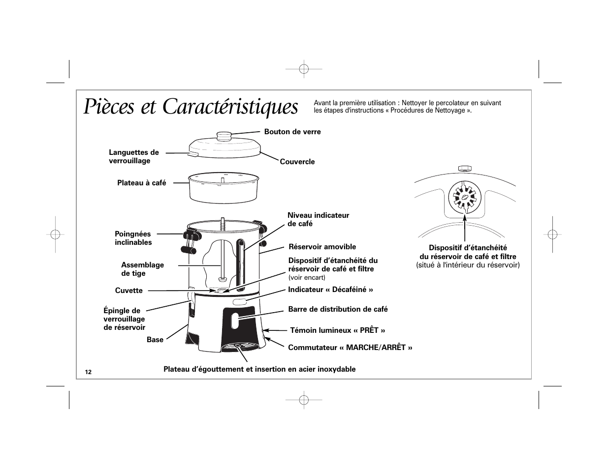 Pièces et caractéristiques | Hamilton Beach 40560 User Manual | Page 12 / 28