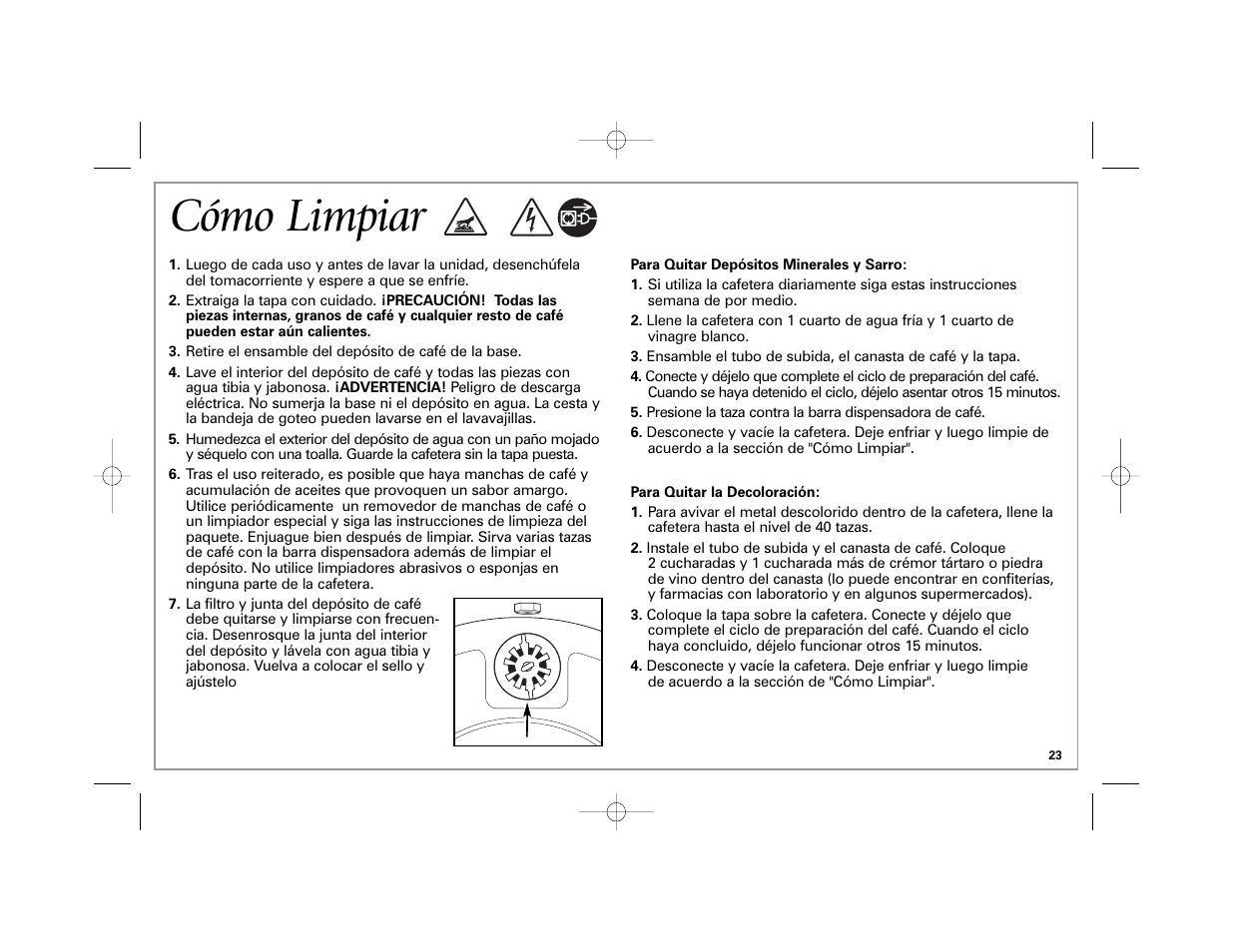 Cómo limpiar | Hamilton Beach 40560 User Manual | Page 23 / 28