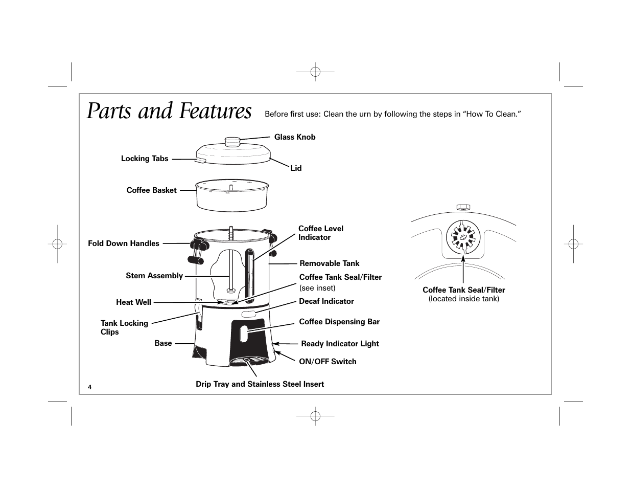 Parts and features | Hamilton Beach 40560 User Manual | Page 4 / 28