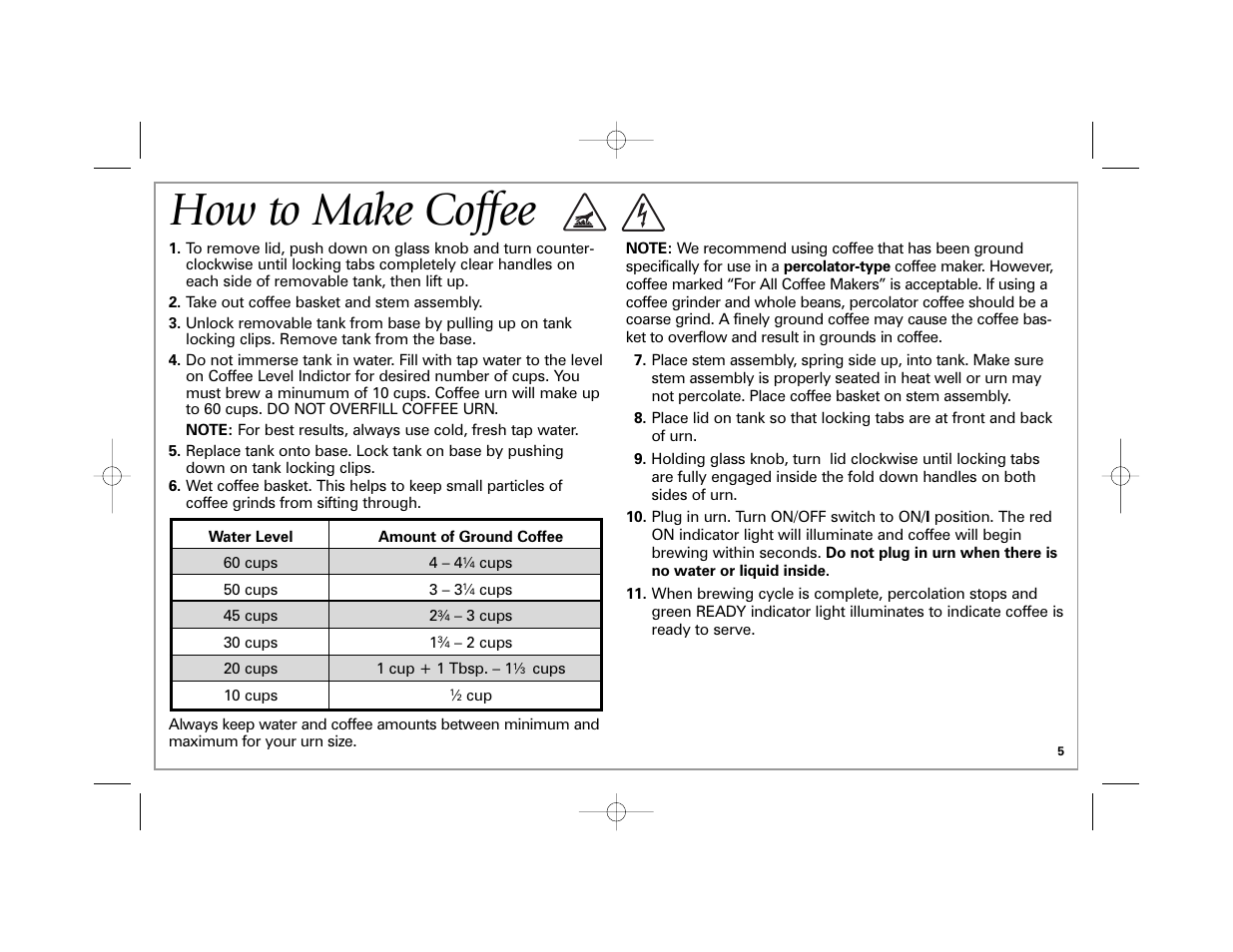 How to make coffee | Hamilton Beach 40560 User Manual | Page 5 / 28