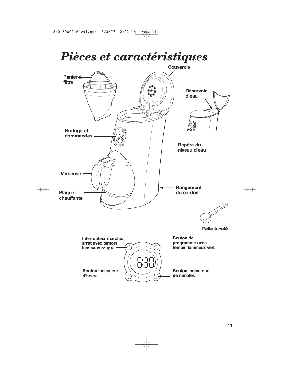 Pièces et caractéristiques | Hamilton Beach 840160800 User Manual | Page 11 / 28