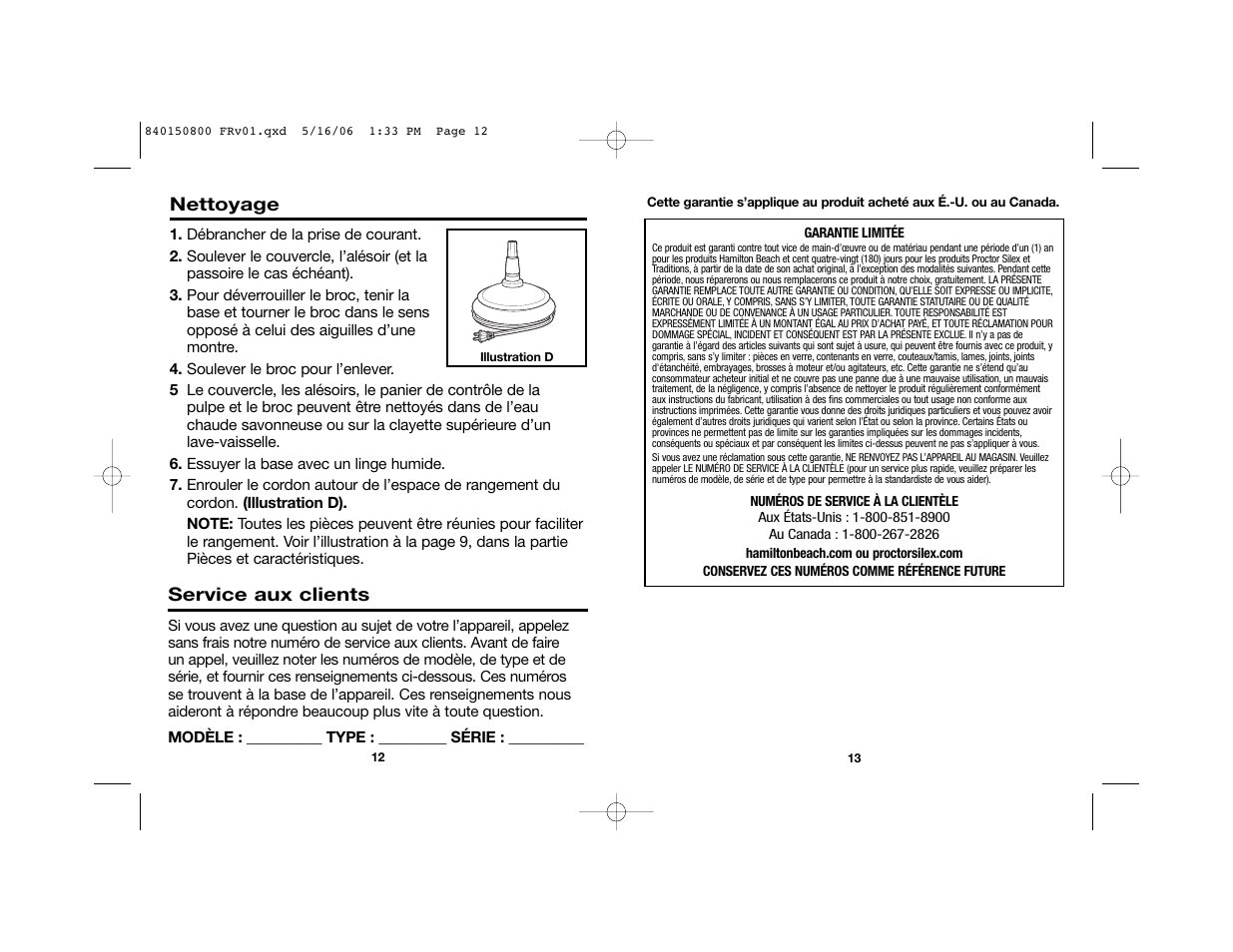 Hamilton Beach 66332 User Manual | Page 8 / 14