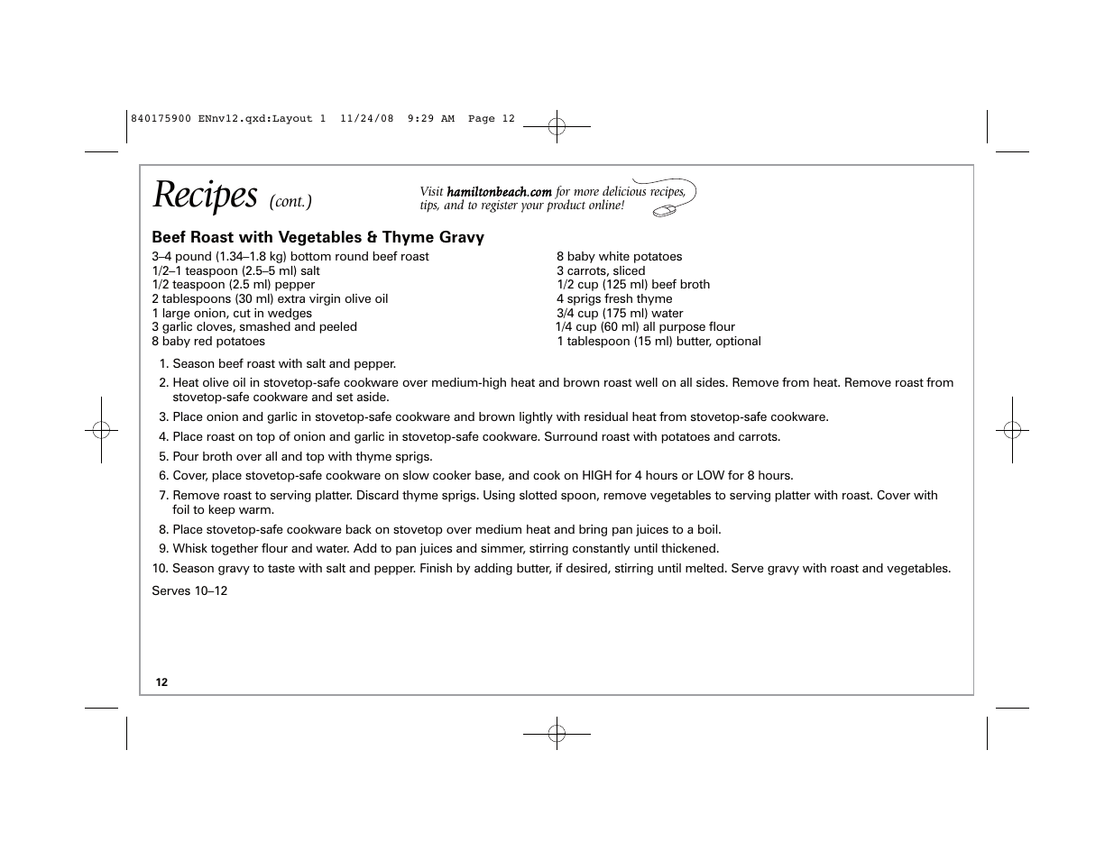 Recipes | Hamilton Beach SC33 User Manual | Page 12 / 44