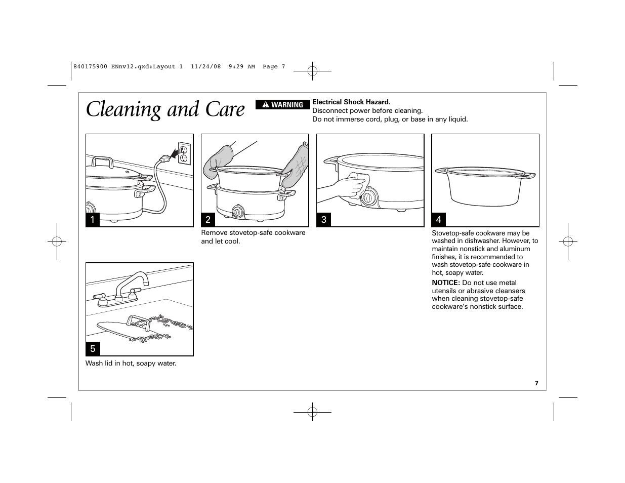 Cleaning and care | Hamilton Beach SC33 User Manual | Page 7 / 44