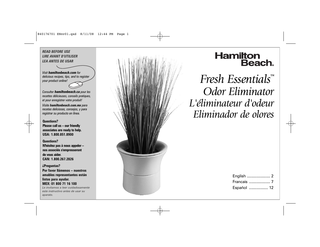 Hamilton Beach Fresh Essentials User Manual | 20 pages