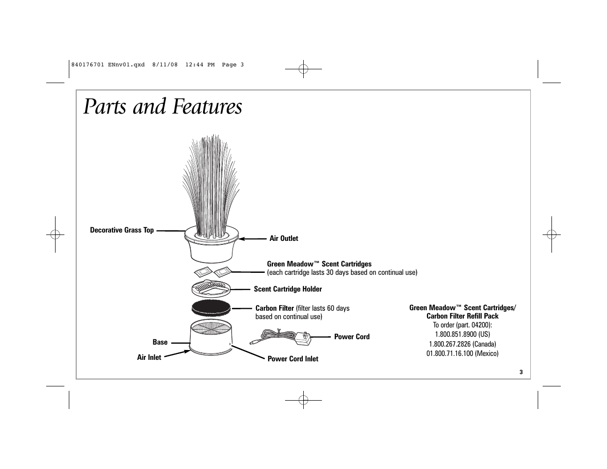 Parts and features | Hamilton Beach Fresh Essentials User Manual | Page 3 / 20