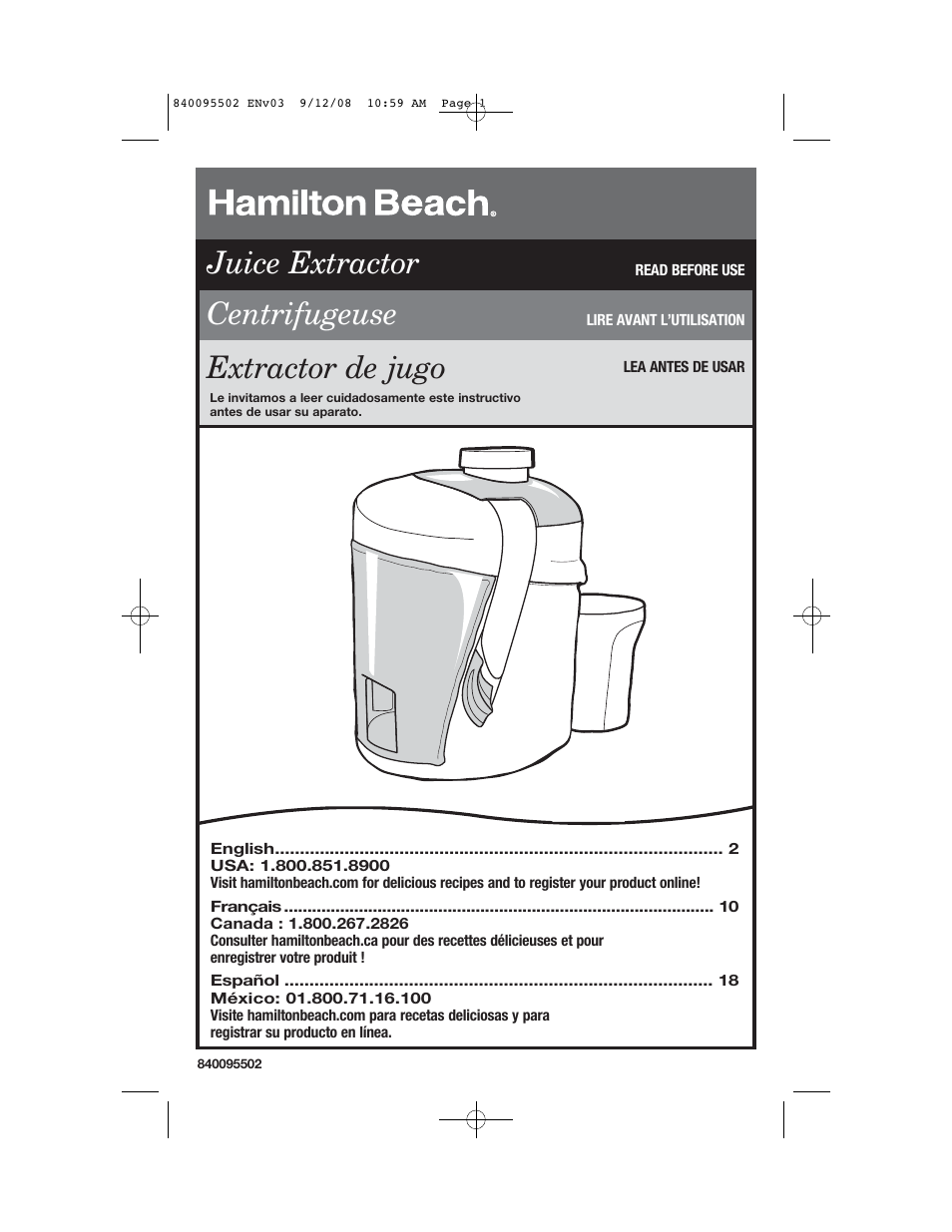 Hamilton Beach 67801 User Manual | 28 pages