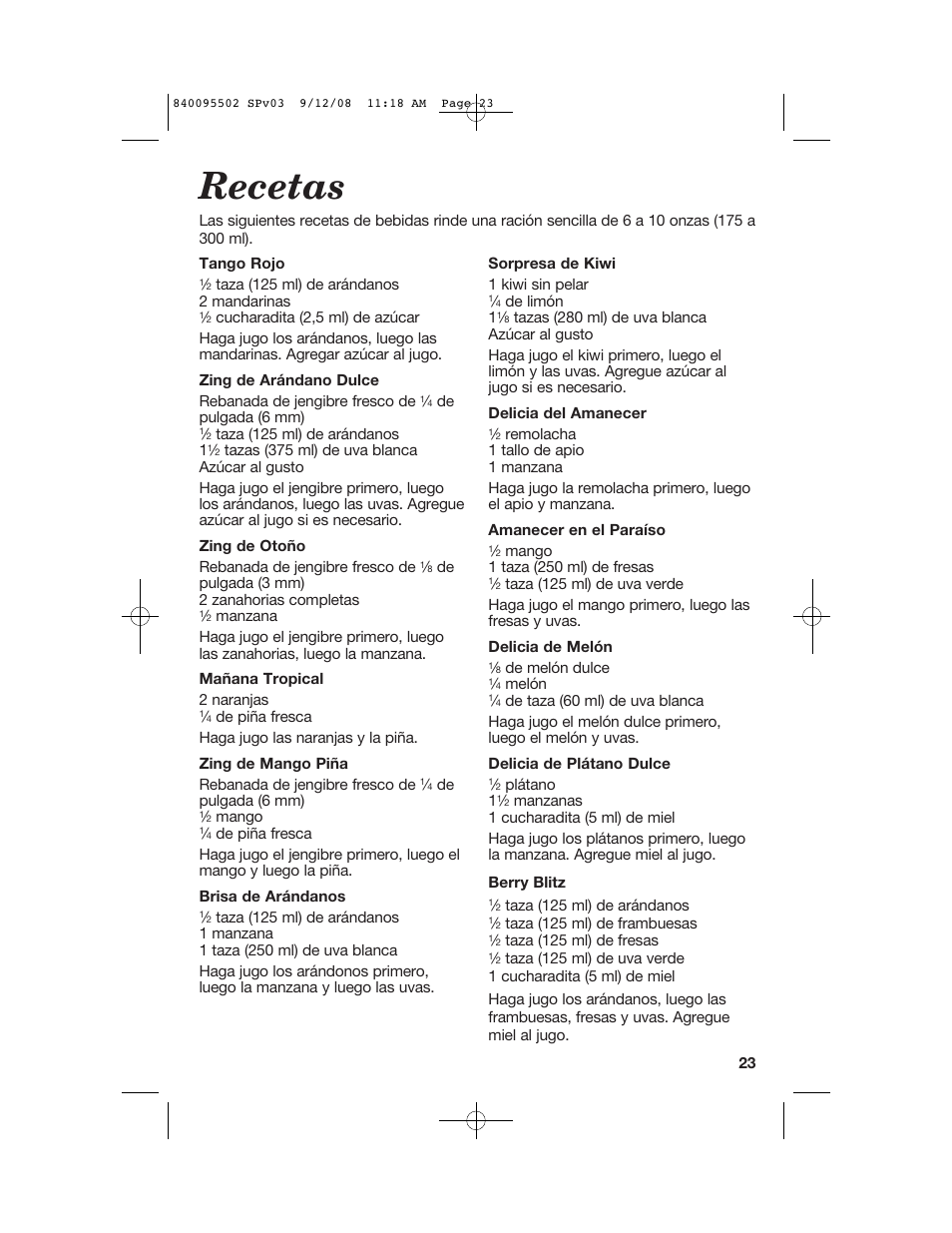 Recetas | Hamilton Beach 67801 User Manual | Page 23 / 28