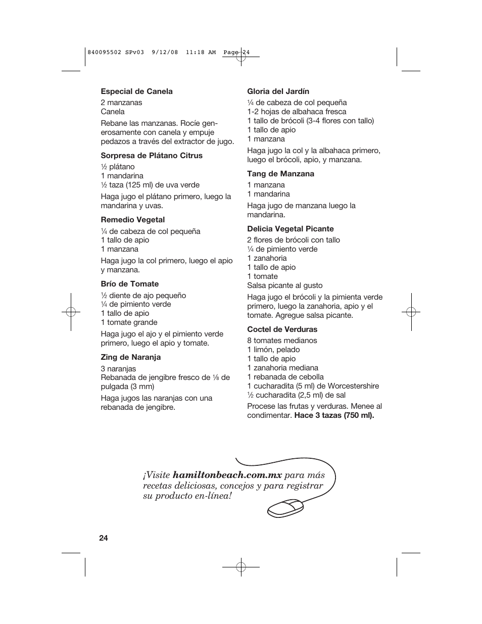 Hamilton Beach 67801 User Manual | Page 24 / 28