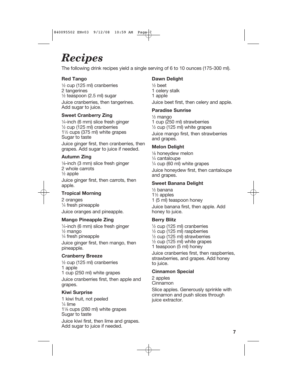 Recipes | Hamilton Beach 67801 User Manual | Page 7 / 28