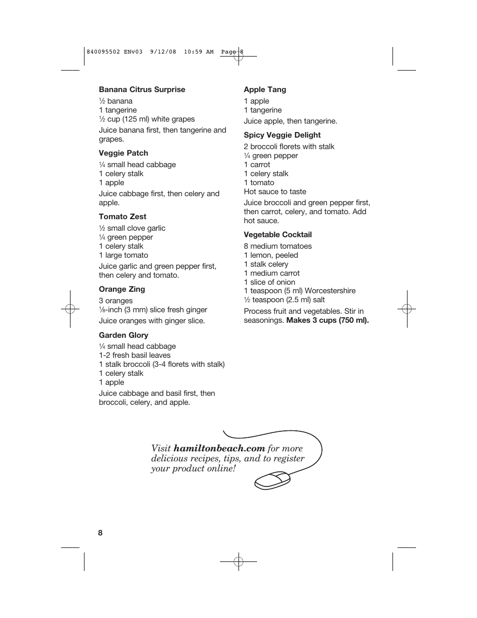 Hamilton Beach 67801 User Manual | Page 8 / 28